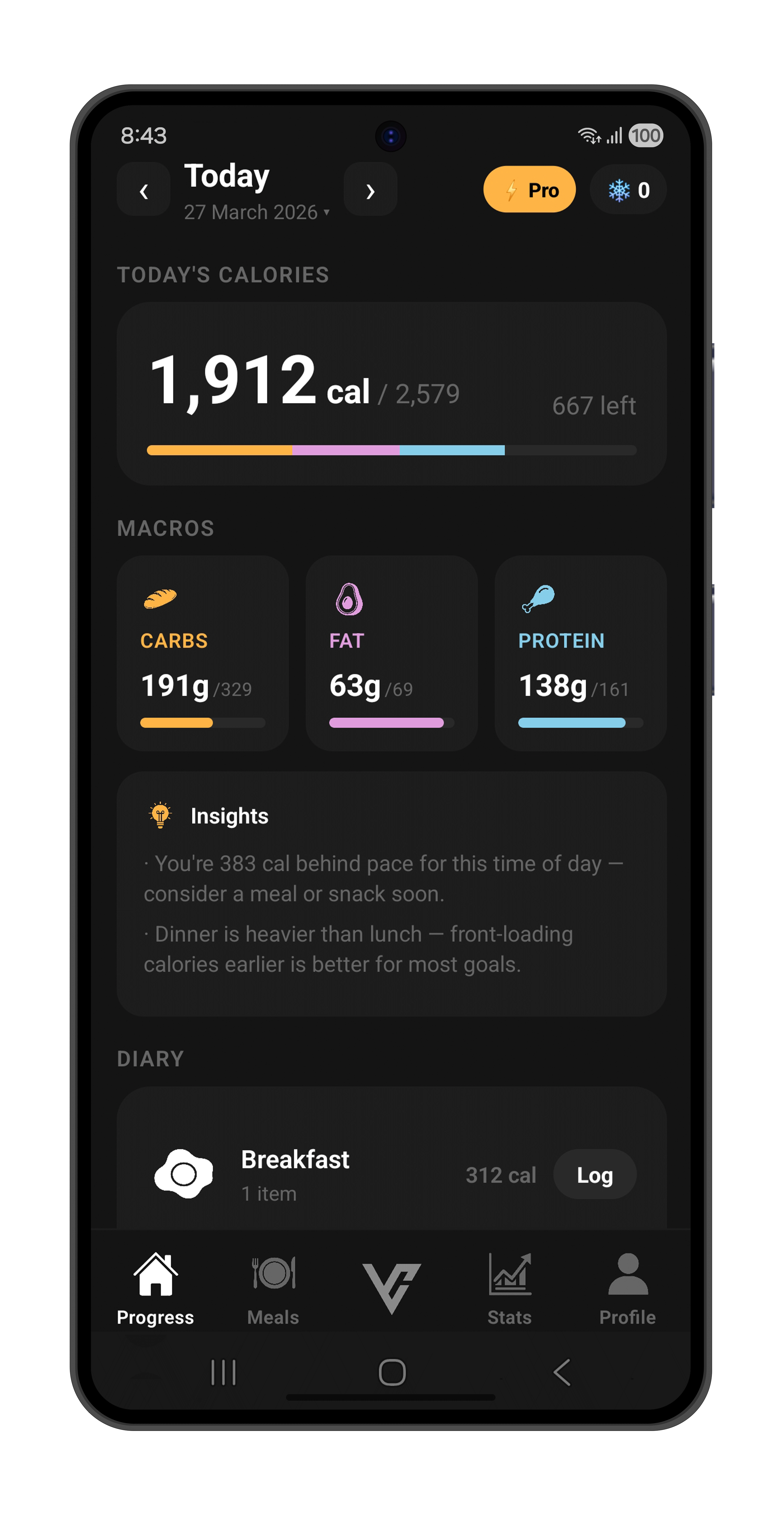 Viscalo app screenshot
